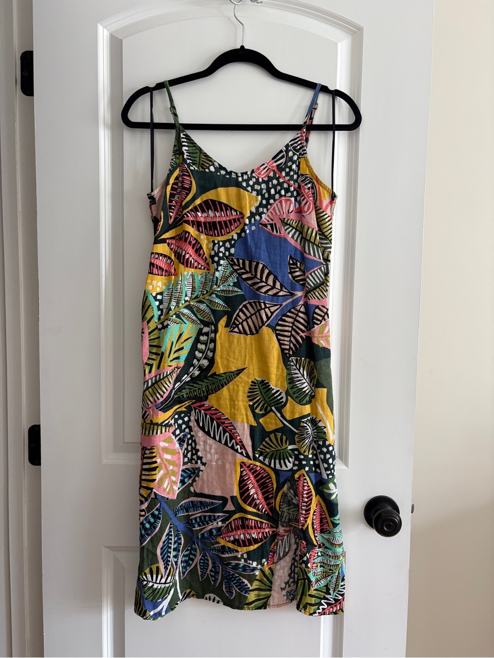 Cynthia Rowley Tropical Leaf Slip Midi Dress - Yellow, Pink, Blue, Green